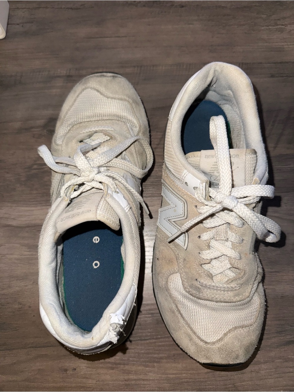 New Balance Cream and White Retro Running Sneakers